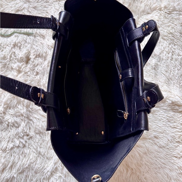 Christian Villa Crocodile Embossed Genuine Leather Black Tote Bag Made in Italy - Picture 6 of 7